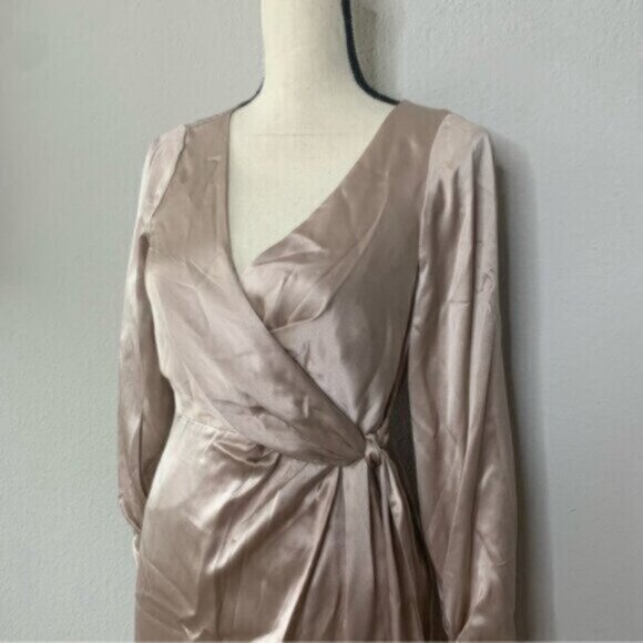 NWT Cinq A Sept Page Fringe Trim Silk Midi Wrap Dress - Picture 12 of 15